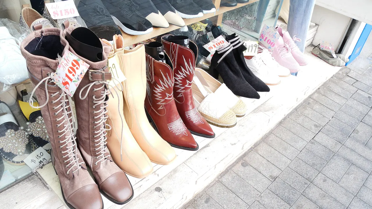 A display of women’s shoes in a fashion store in Jordan, Hong Kong